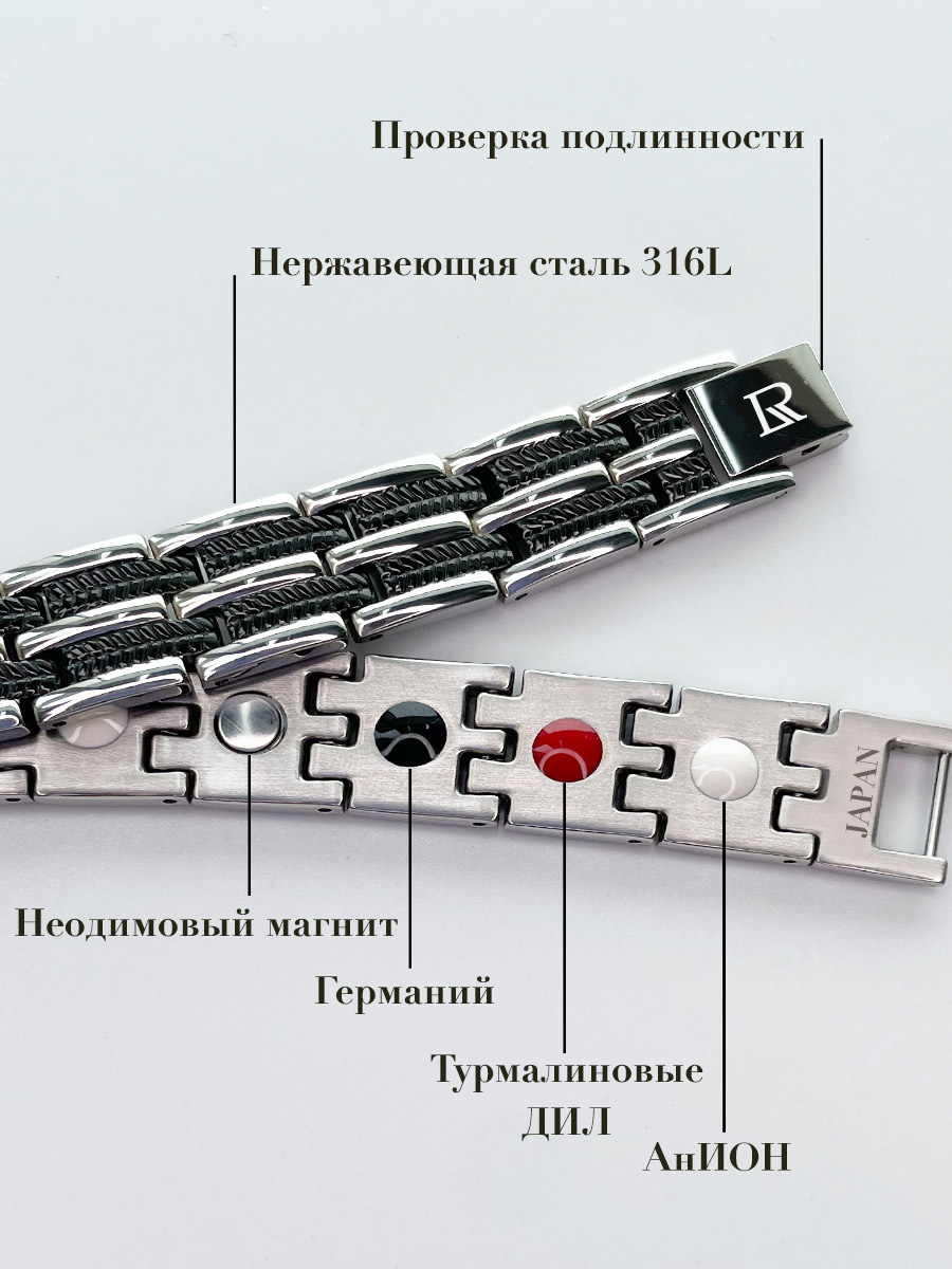 Luxorium Бизнес Стандарт Black - стальной лечебный магнитный браслет