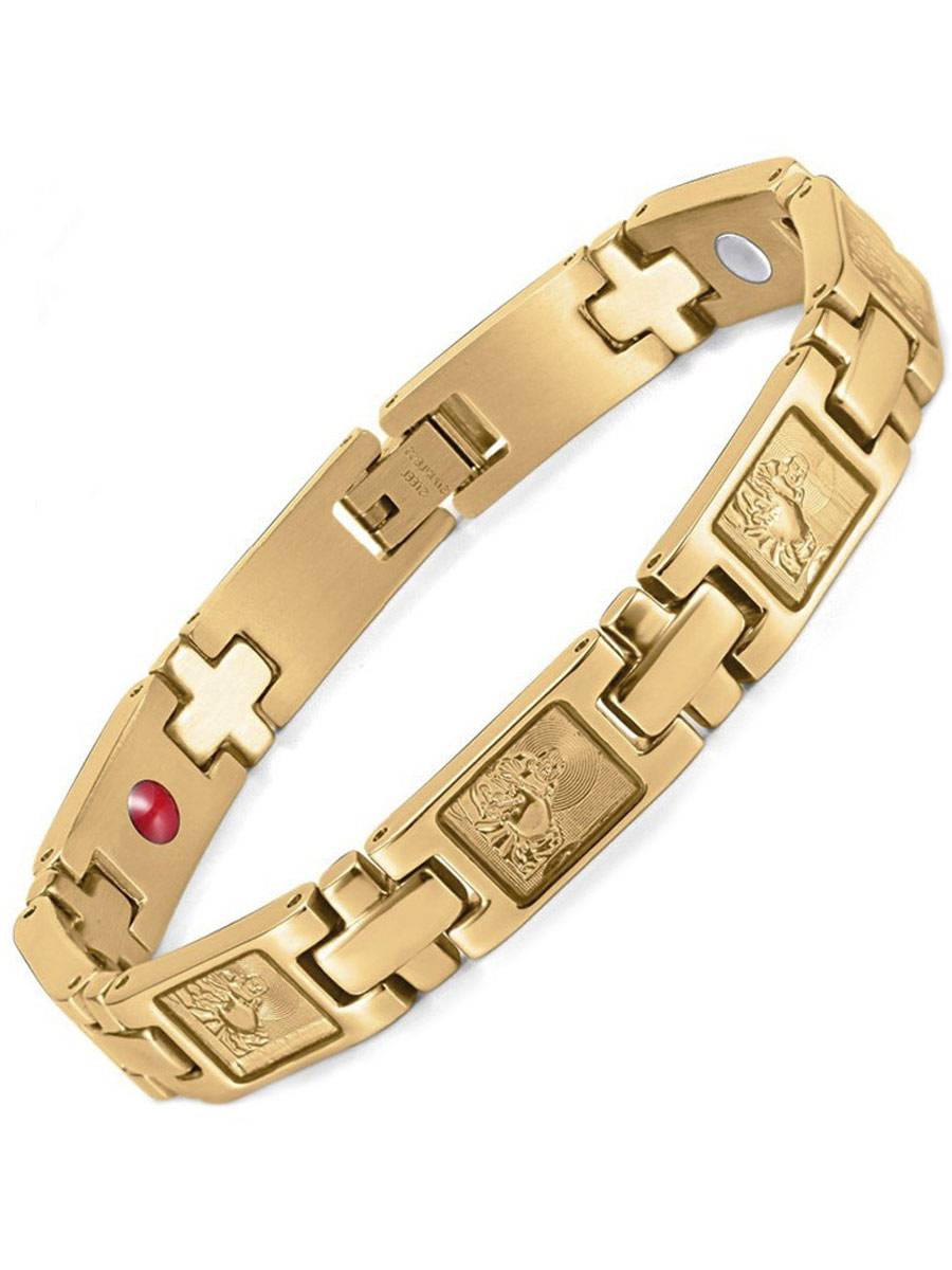 Luxor Энергия Будды Gold - стальной лечебный магнитный браслет на руку от давления женский или мужской аксессуар для красоты и здоровья