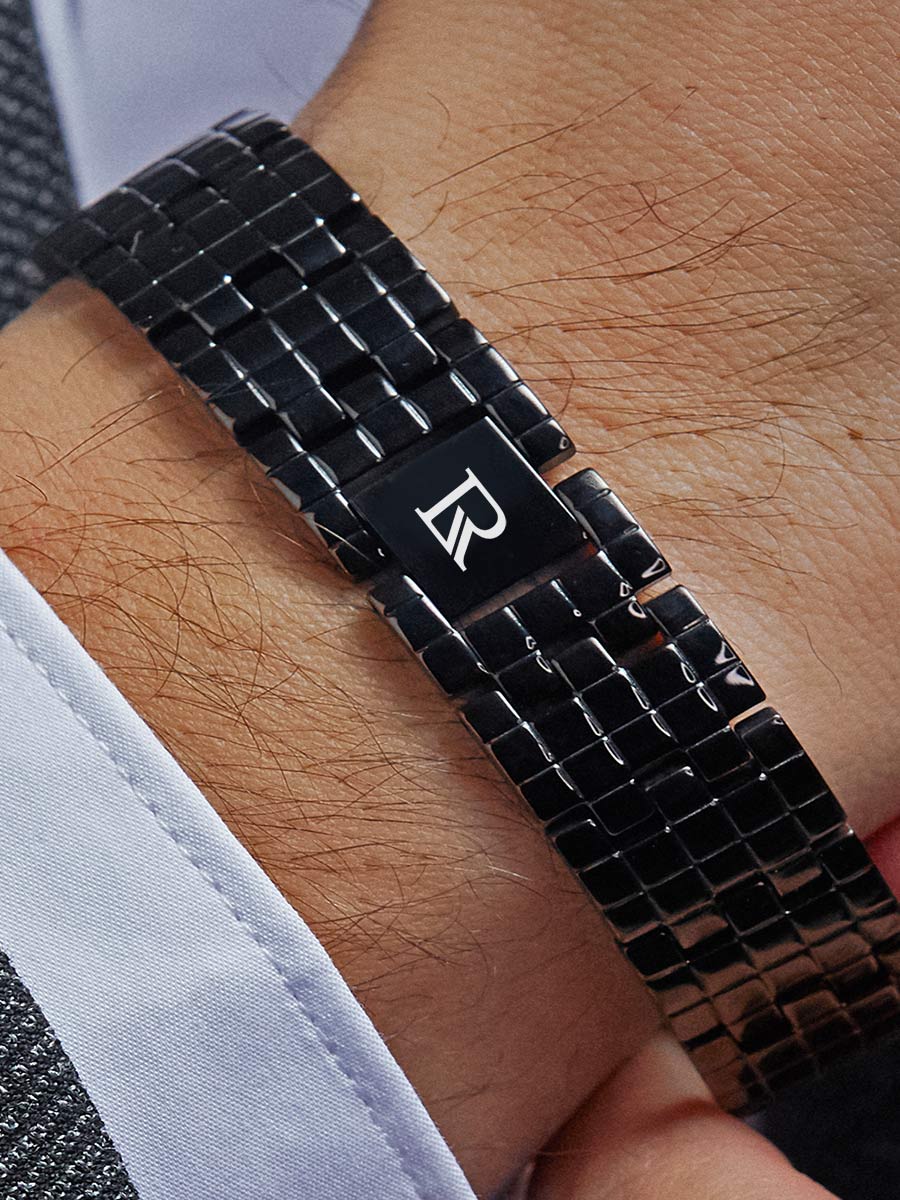 Luxorium Аура Актив Black – стальной лечебный магнитный браслет на руку от давления