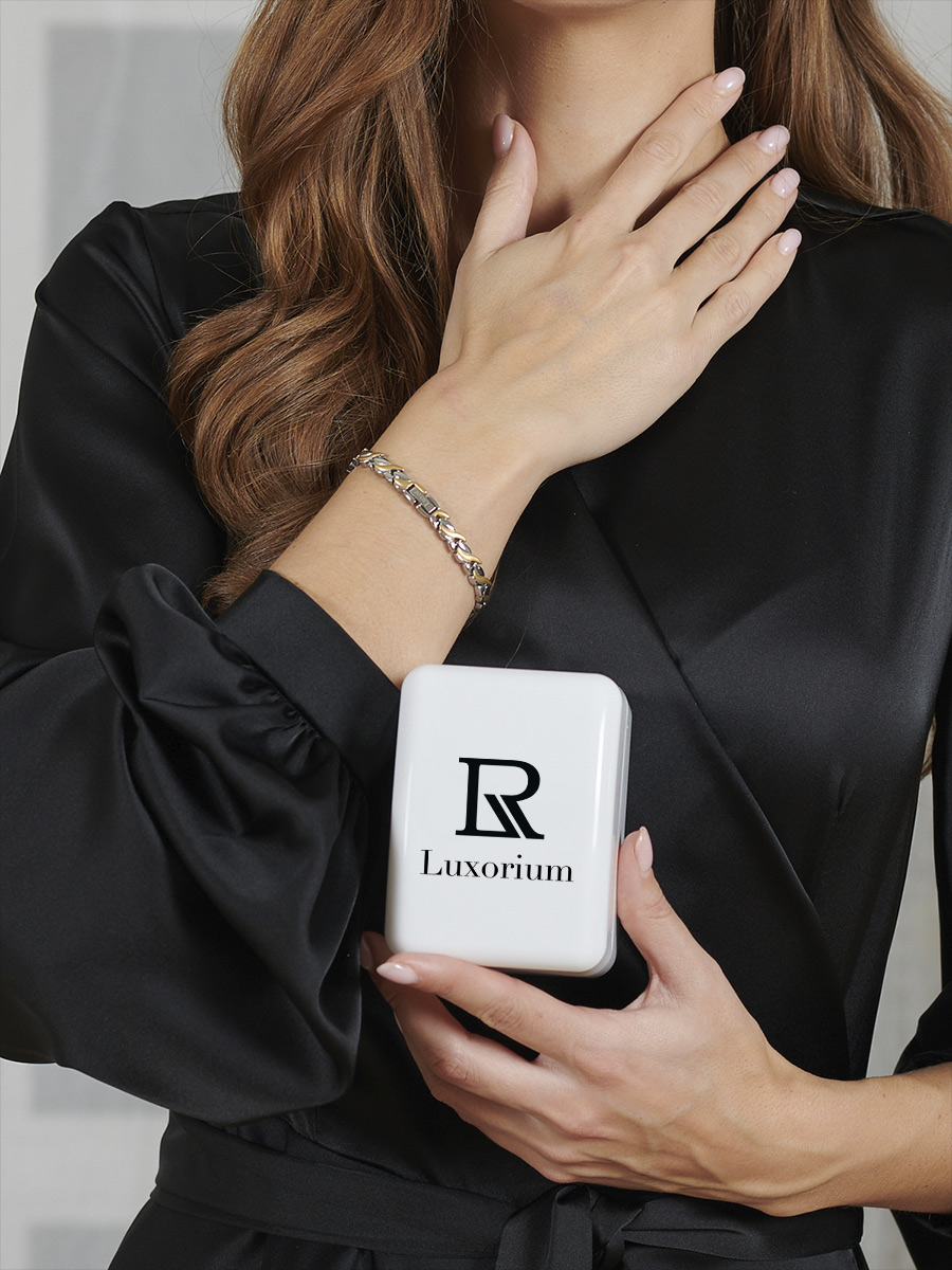 Купить Luxorium Персона Gold - стальной лечебный магнитный браслет на руку от давления