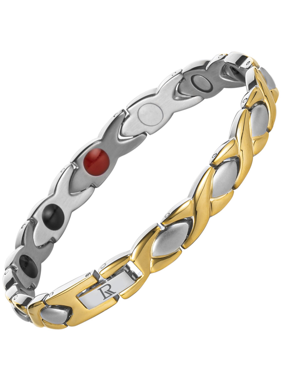 Купить женский лечебный магнитный браслет на руку от давления Luxorium Хитрость Gold