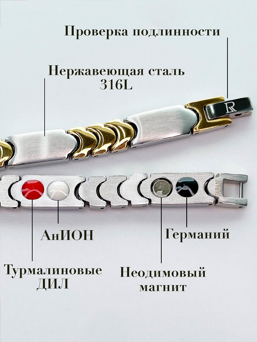 Luxorium Индиго - купить стальной лечебный магнитный браслет на руку от давления