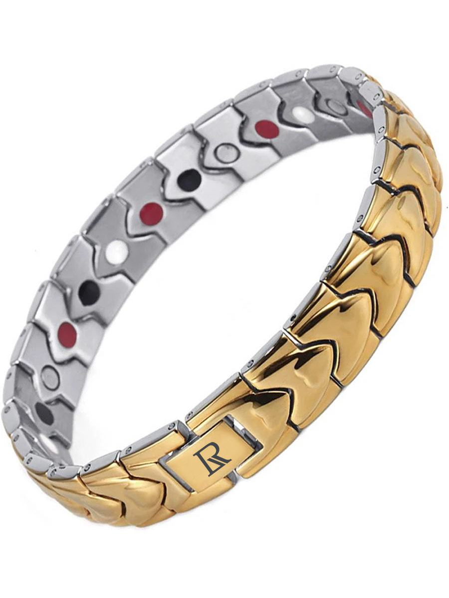 Luxorium Сила Дракона Gold – стальной лечебный магнитный браслет на руку от давления
