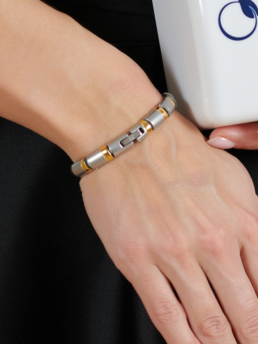 Luxorium Апачи Gold - стальной лечебный магнитный браслет на руку от давления женский энергетический аксессуар для красоты и здоровья