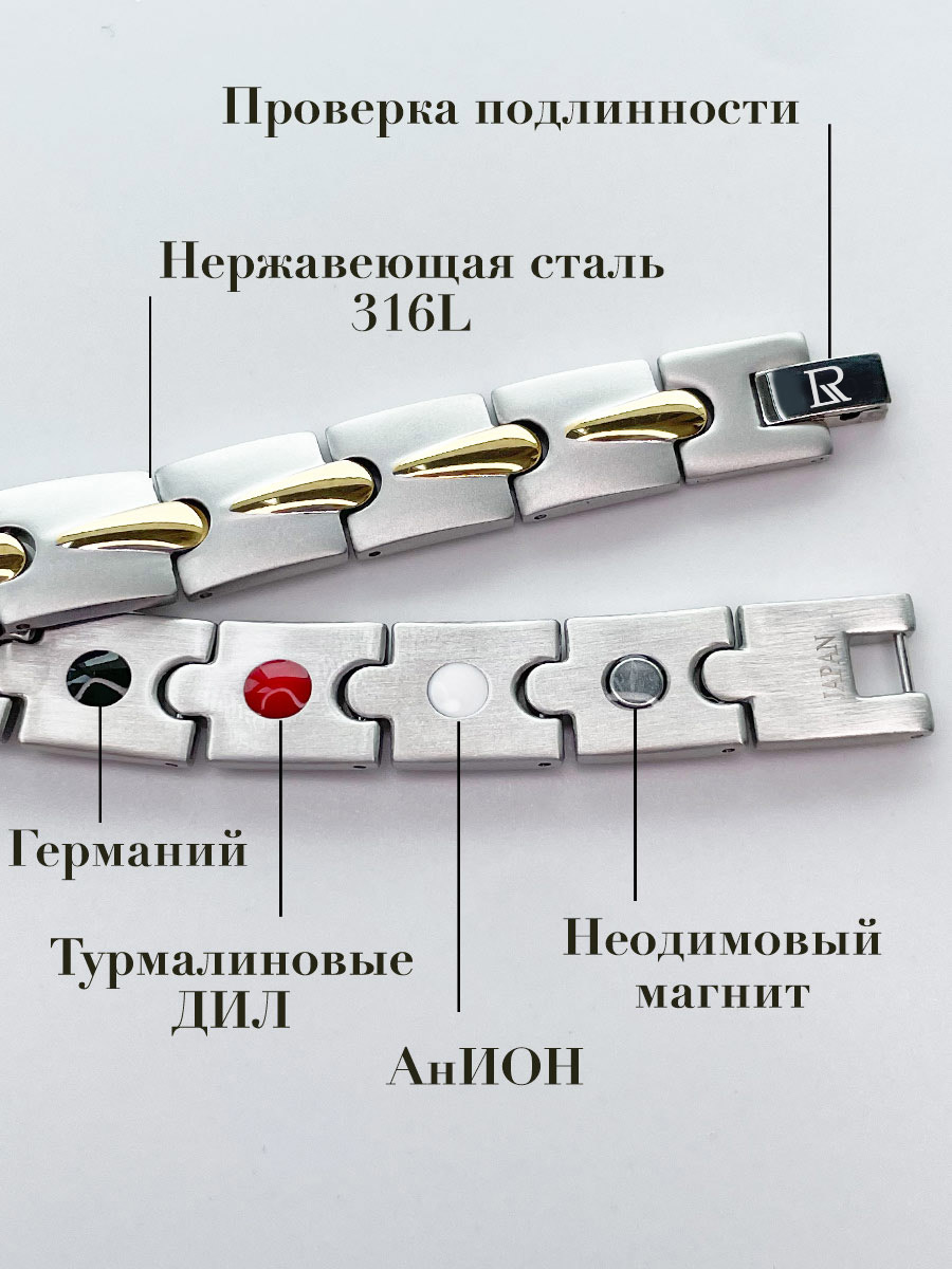 Luxorium Аква - стальной лечебный магнитный браслет на руку от давления женский или мужской энергетический аксессуар для красоты и здоровья
