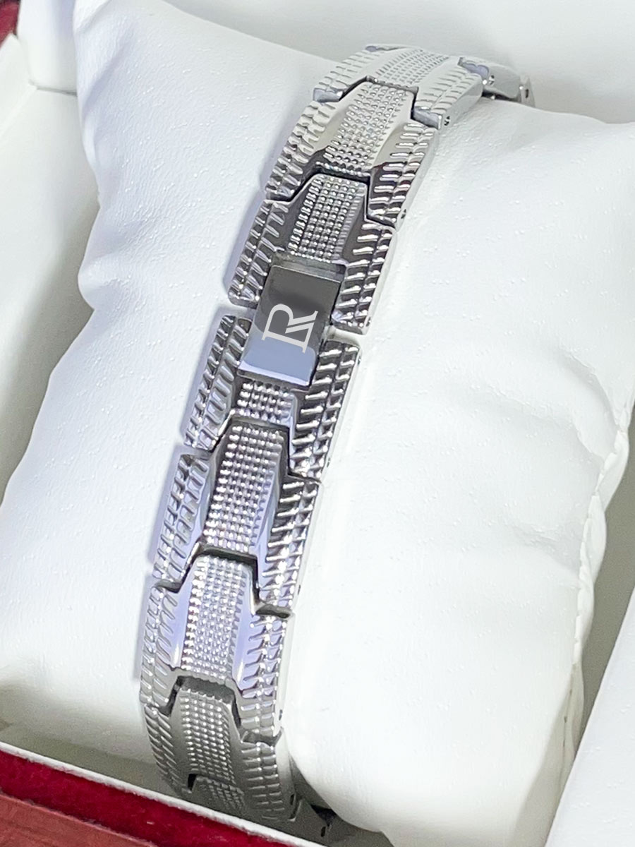 Luxorium Порту Silver - купить стальной лечебный магнитный браслет мужской на руку от давления