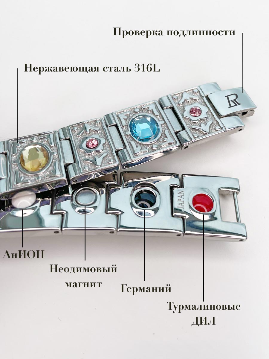 Luxorium Кристал - стальной лечебный магнитный браслет