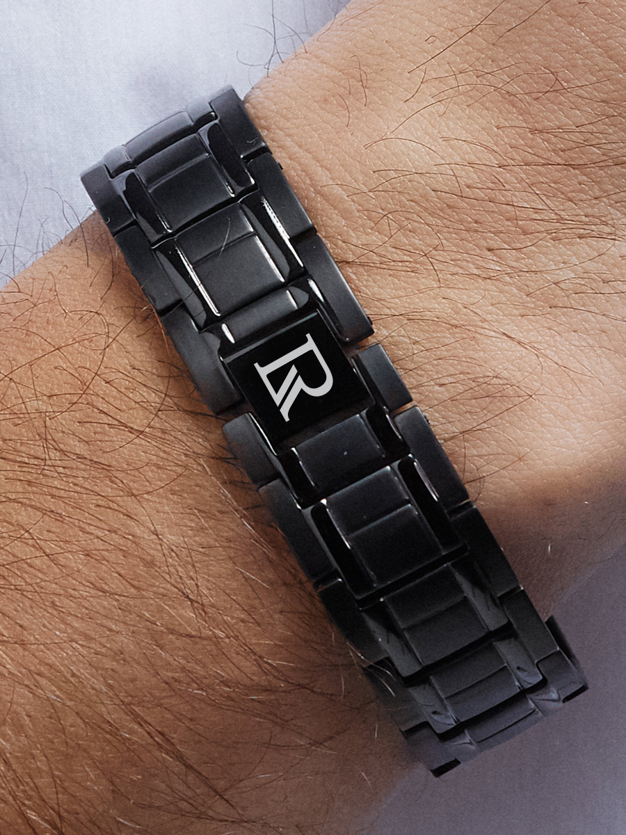 Luxorium Альфа Black - купить стальной лечебный магнитный браслет на руку от давления