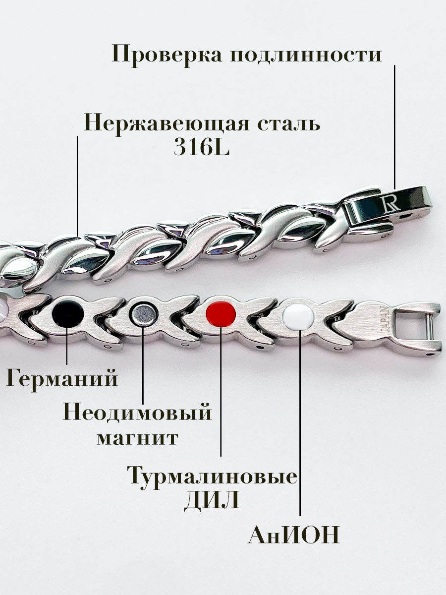 Купить luxorium Персона Silver - стальной лечебный магнитный браслет на руку от давления