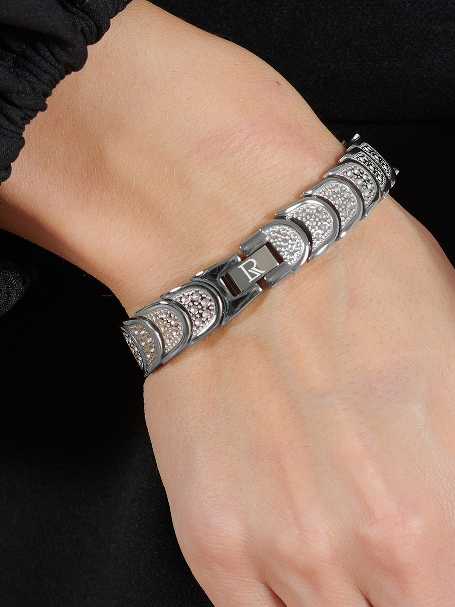 Luxorium Эксперт Silver - купить стальной лечебный магнитный браслет на руку от давления