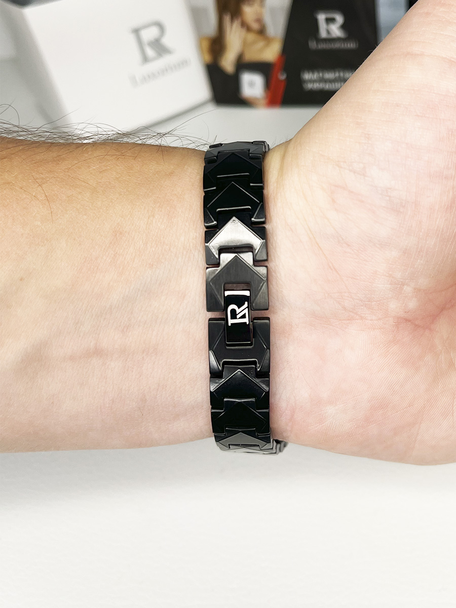 Luxorium Coral Black - стальной лечебный магнитный браслет на руку от давления мужской энергетический аксессуар для красоты и здоровья