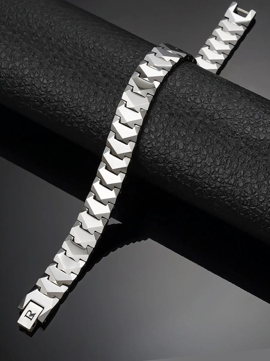 Luxorium Coral Silver - стальной лечебный магнитный браслет на руку от давления мужской энергетический аксессуар для красоты и здоровья