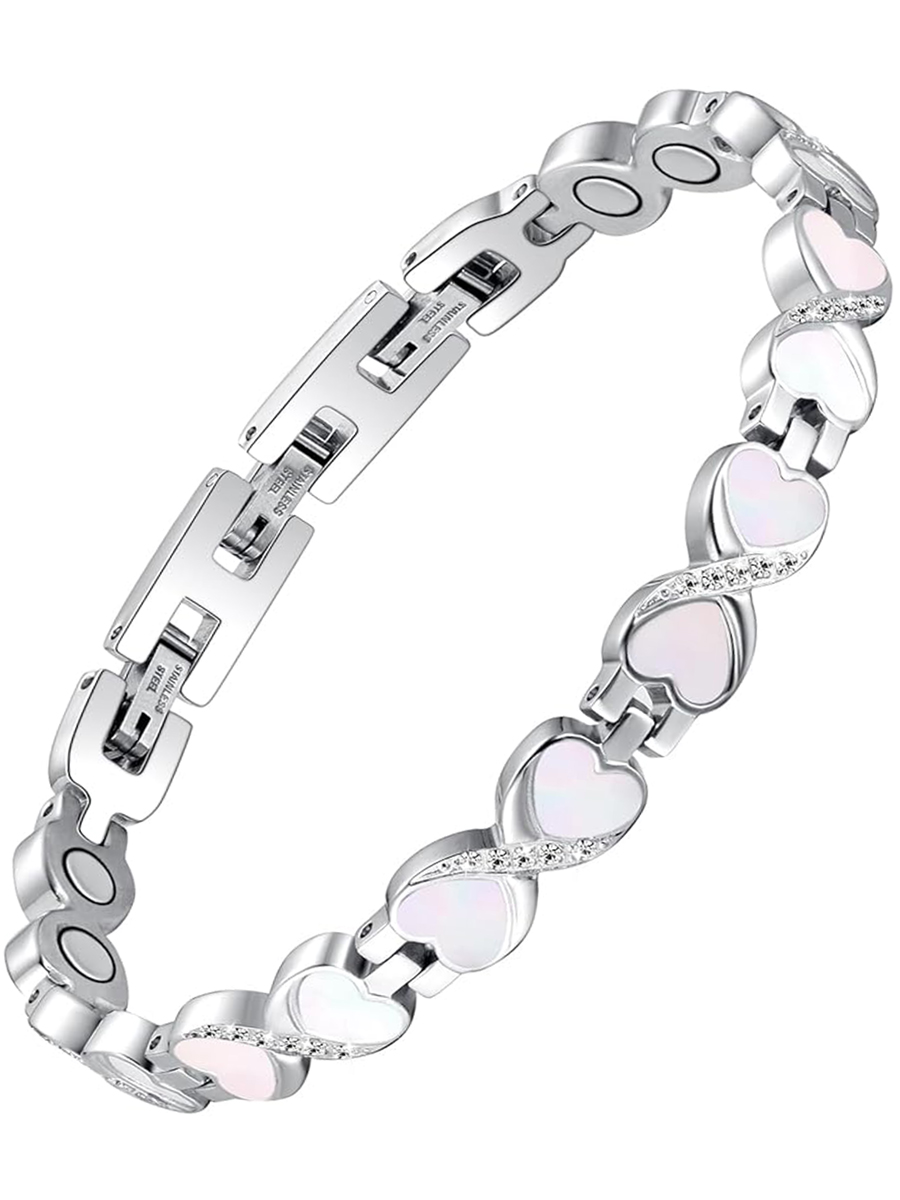 Luxorium Perla Silver - стальной лечебный магнитный браслет на руку от давления женский энергетический аксессуар для красоты и здоровья