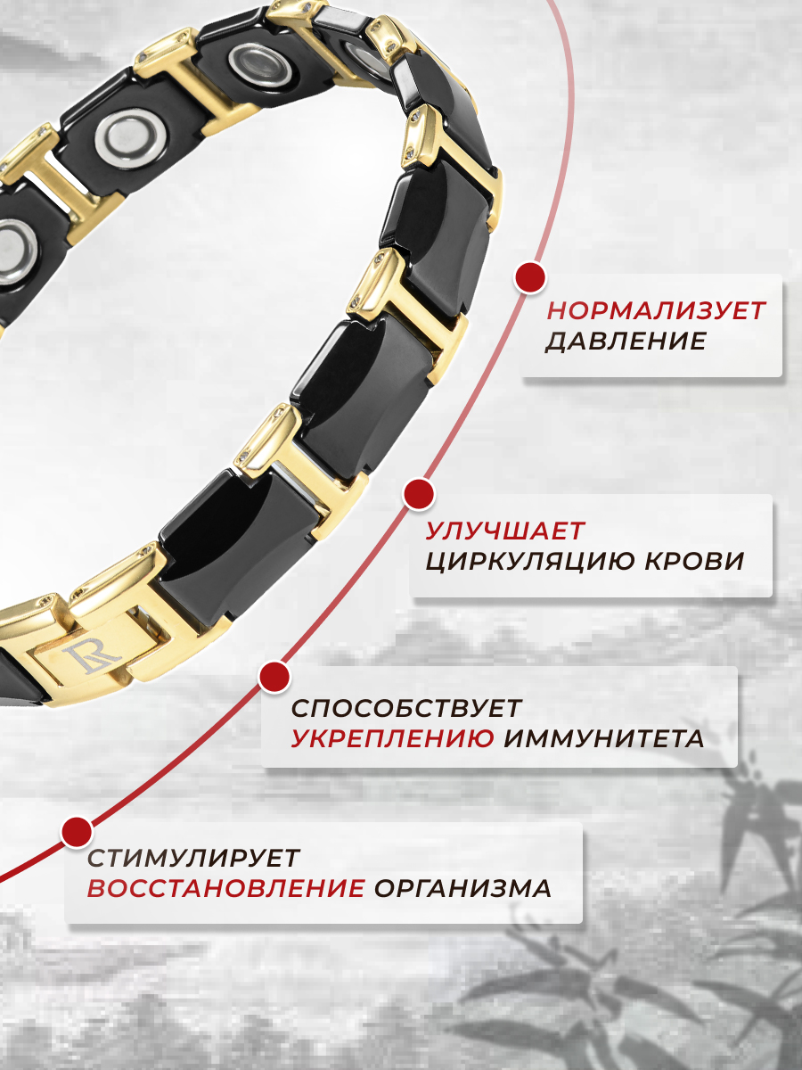 Luxorium Senat Black - керамический магнитный браслет на руку от давления, универсальный аксессуар для спокойствия и здоровья