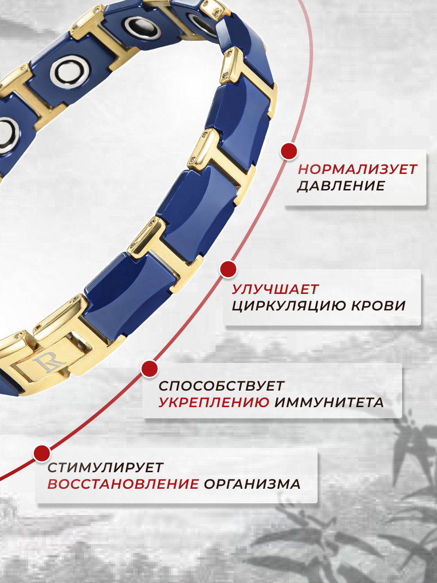 Luxorium Senat Blue - керамический магнитный браслет на руку от давления, универсальный аксессуар для спокойствия и здоровья